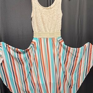 Liberty Love Cream and Multicolor Striped Dress